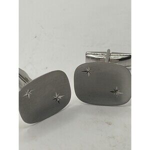 Vintage STERLING Diamond Cut Star CUFFLINKS 925